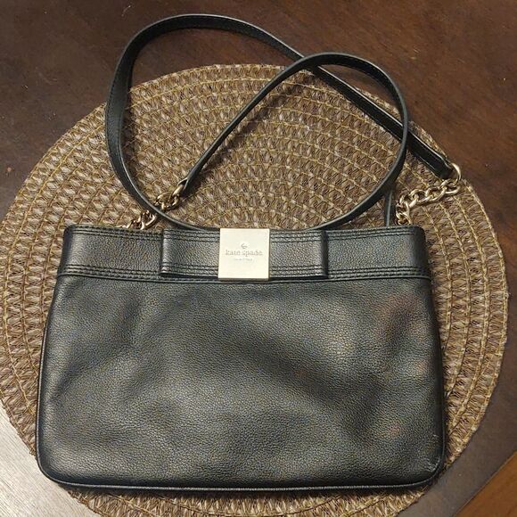 KATE SPADE Black Leather Shoulder Bag Clutch - Picture 1 of 7